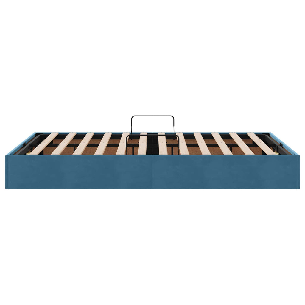 Ottoman Bettgestell mit Speicher Dunkelblau 120 x 200 cm Samt