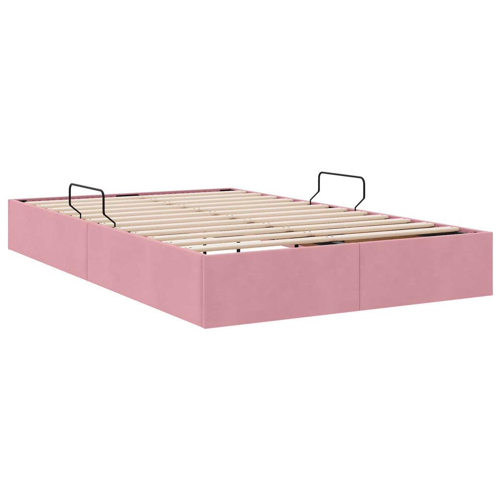 Ottoman Bettgestell mit Speicher Rosa 120 x 200 cm Samt