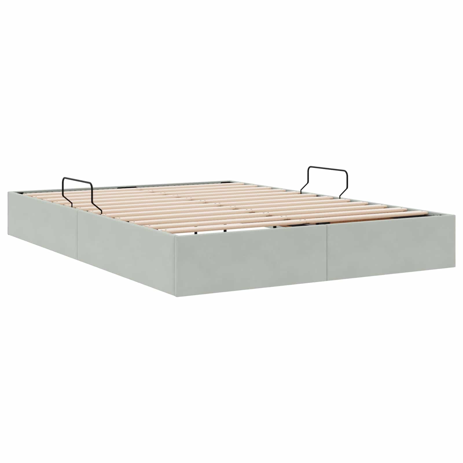 Ottoman Bettgestell mit Speicher Hellgrau 140 x 190 cm Samt