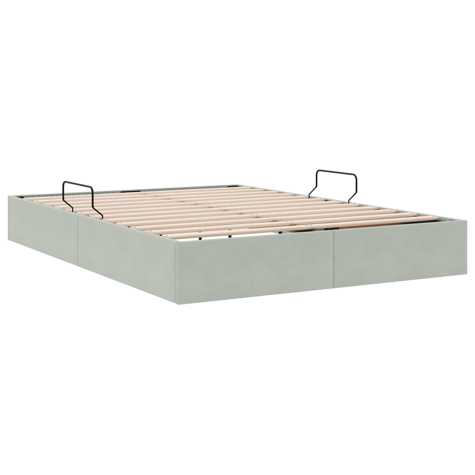Ottoman Bettgestell mit Speicher Hellgrau 140 x 190 cm Samt