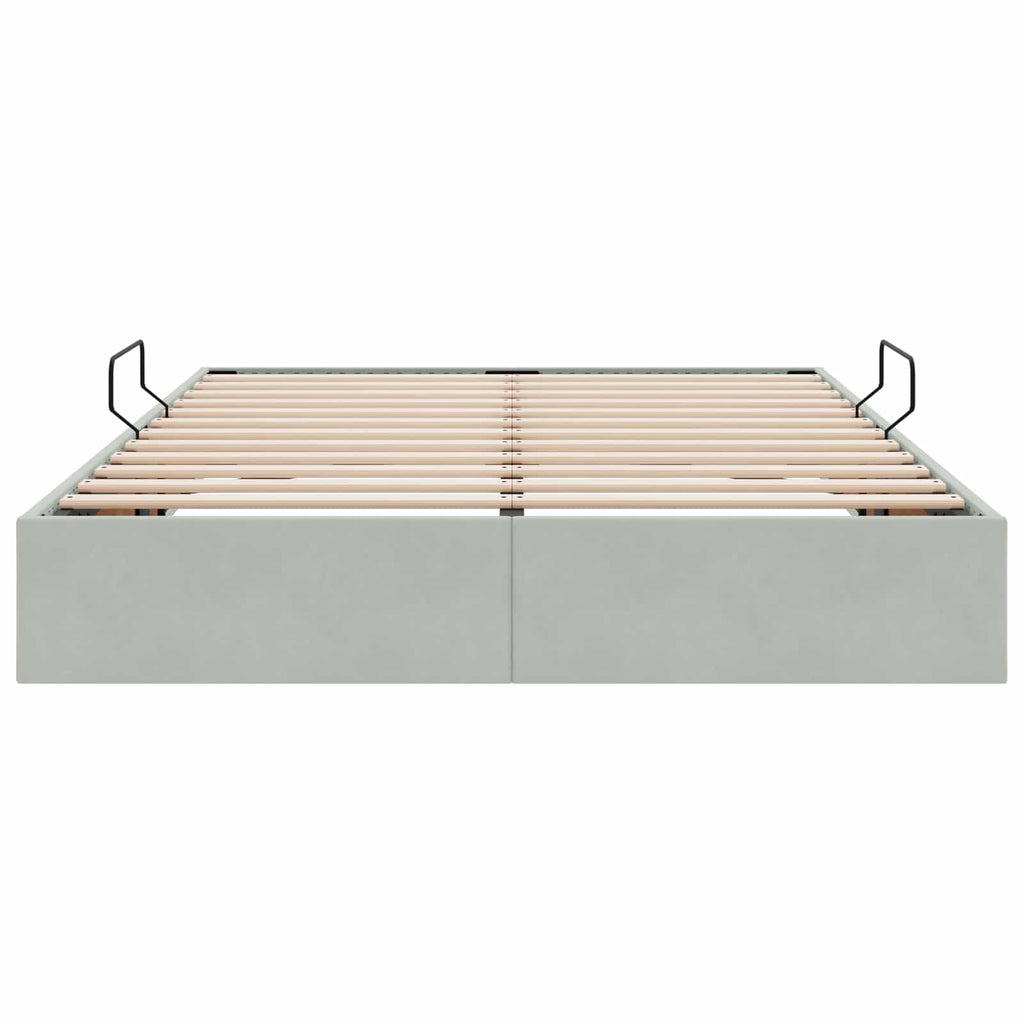 Ottoman Bettgestell mit Speicher Hellgrau 140 x 190 cm Samt