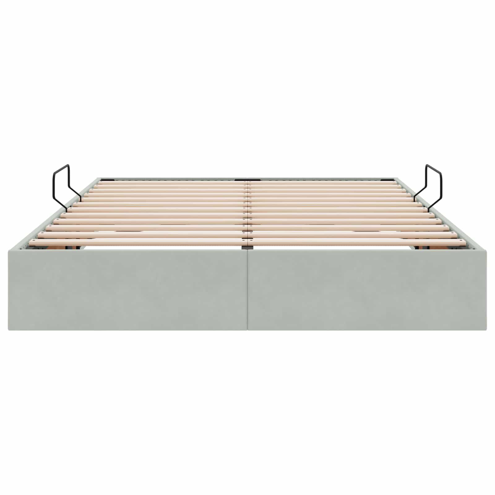 Ottoman Bettgestell mit Speicher Hellgrau 140 x 190 cm Samt