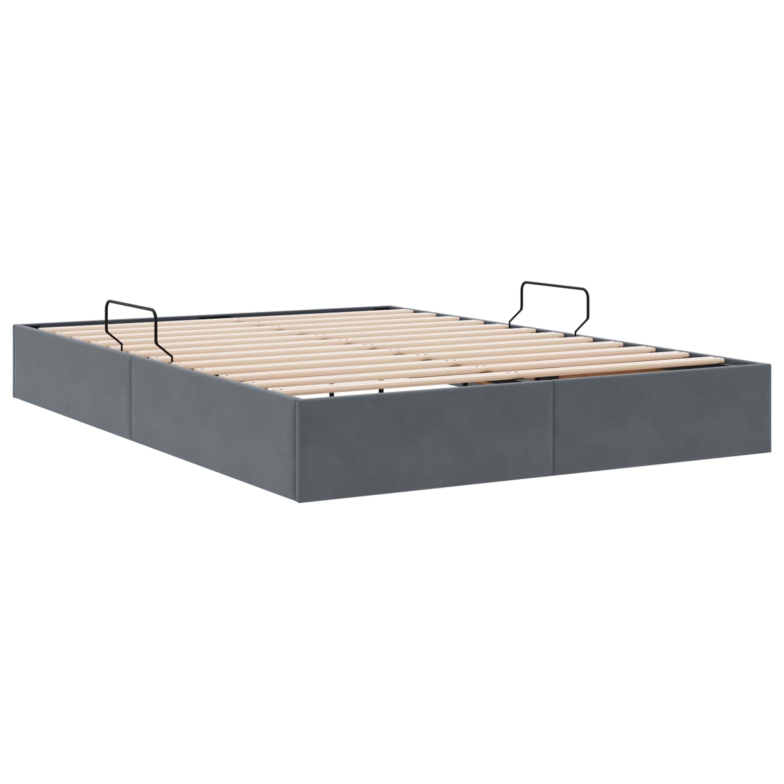 Ottoman Bettgestell mit Speicher Dunkelgrau 140 x 190 cm Samt