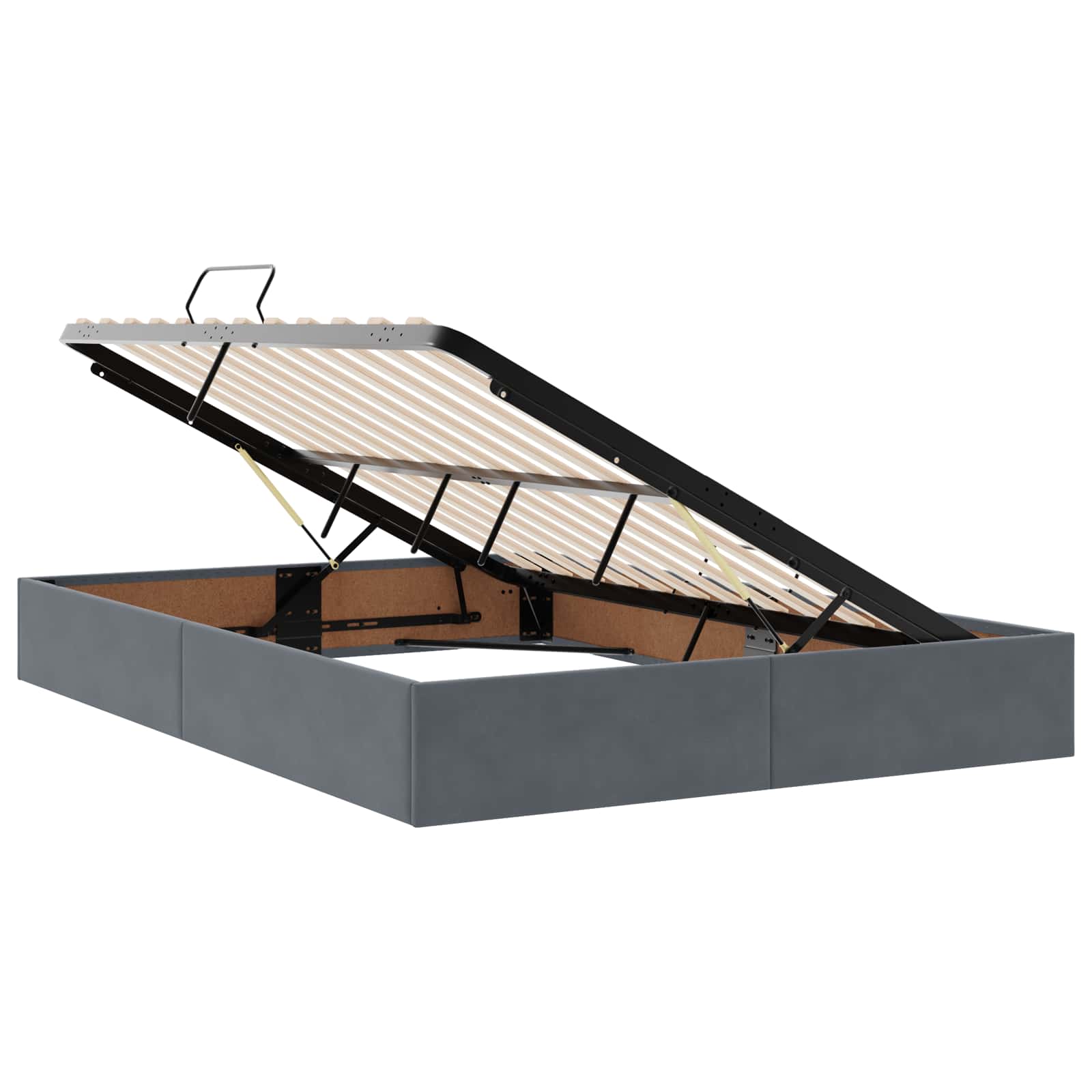 Ottoman Bettgestell mit Speicher Dunkelgrau 140 x 190 cm Samt