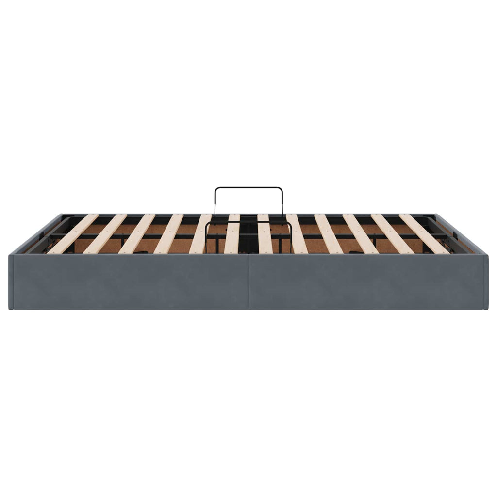 Ottoman Bettgestell mit Speicher Dunkelgrau 140 x 190 cm Samt