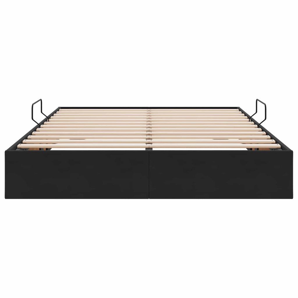 Ottoman Bettgestell mit Speicher Schwarz 140 x 190 cm Samt