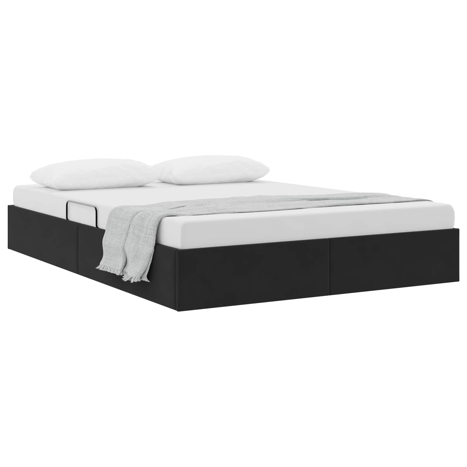 Ottoman Bettgestell mit Speicher Schwarz 140 x 190 cm Samt