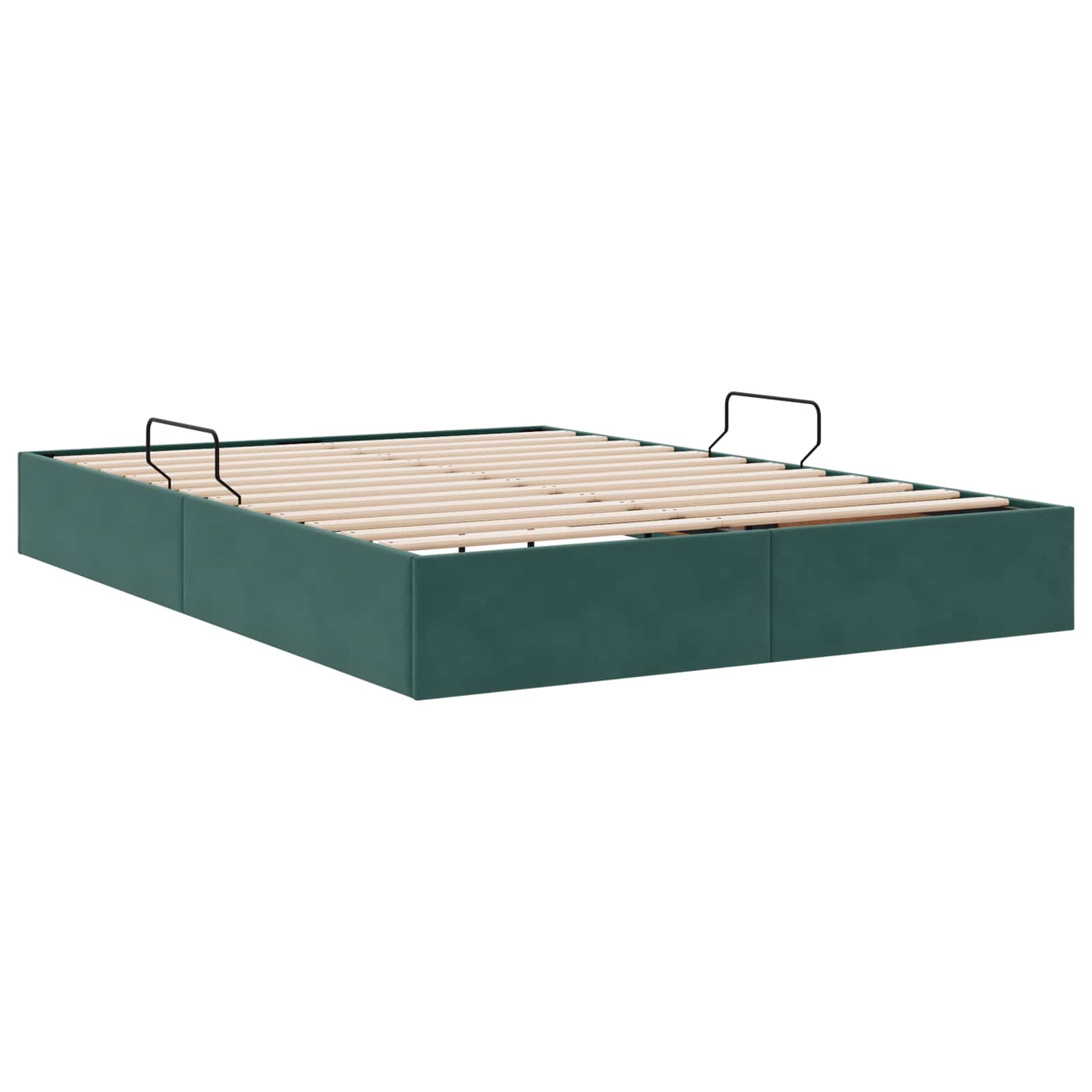 Ottoman Bettgestell mit Speicher Dunkelgrün 140 x 190 cm Samt