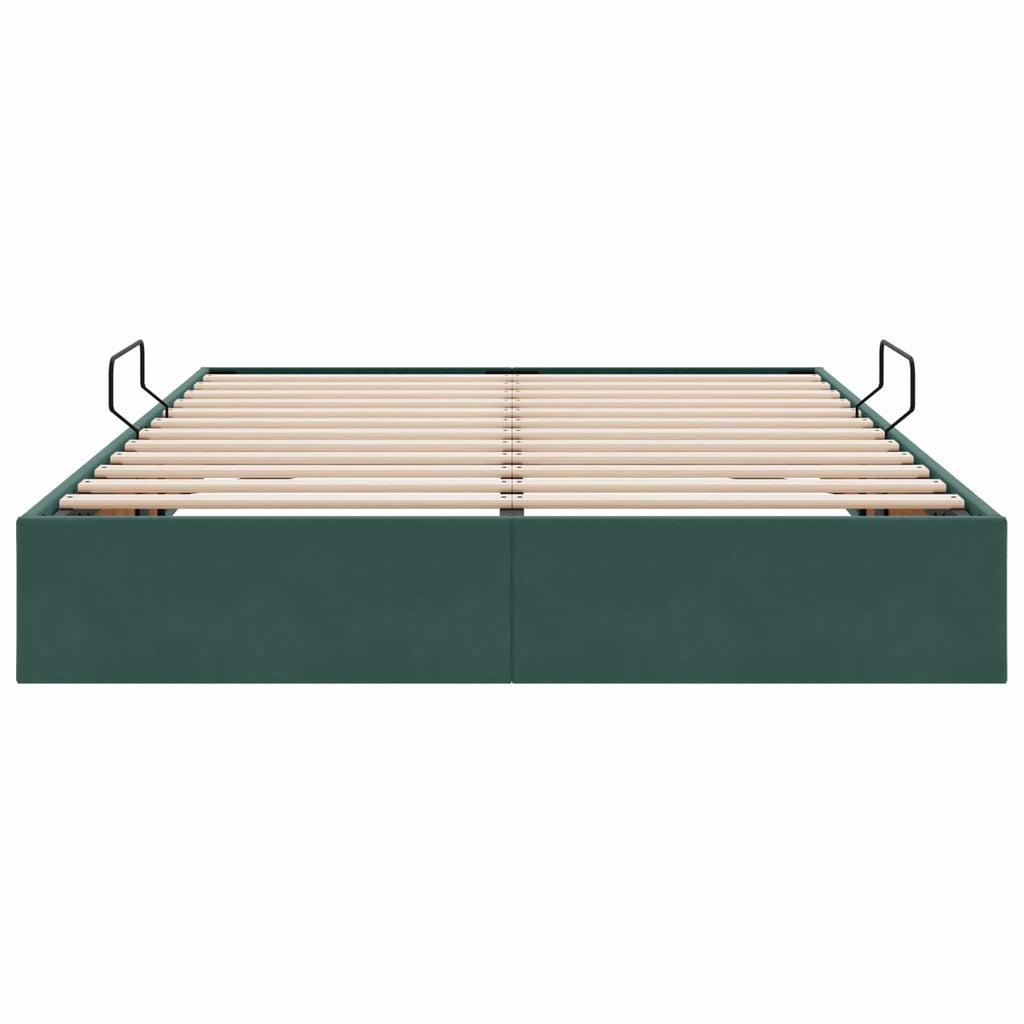 Ottoman Bettgestell mit Speicher Dunkelgrün 140 x 190 cm Samt
