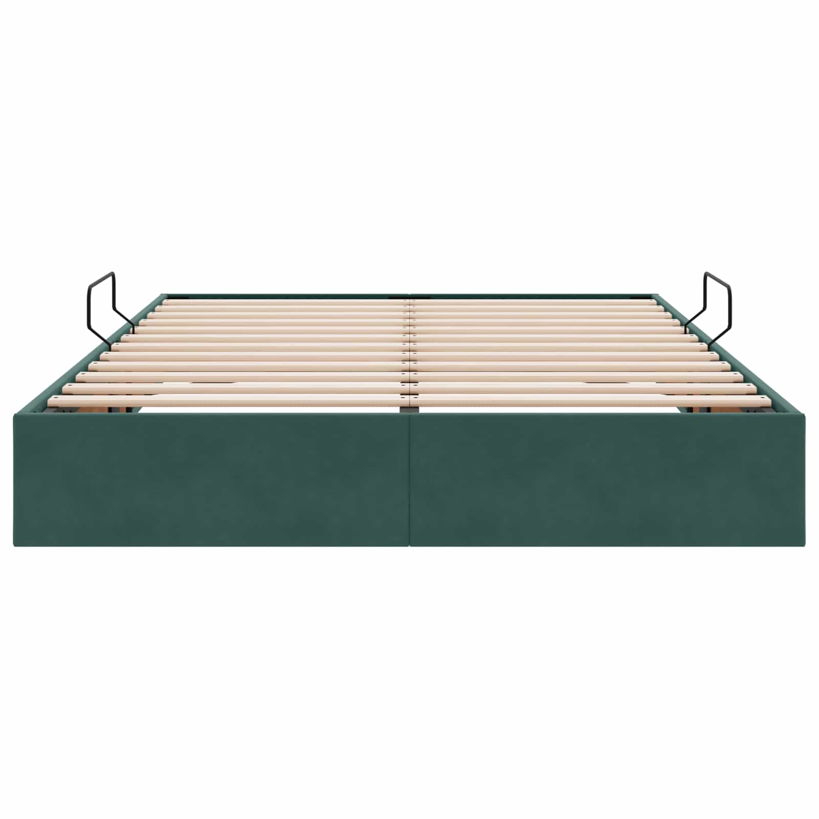 Ottoman Bettgestell mit Speicher Dunkelgrün 140 x 190 cm Samt