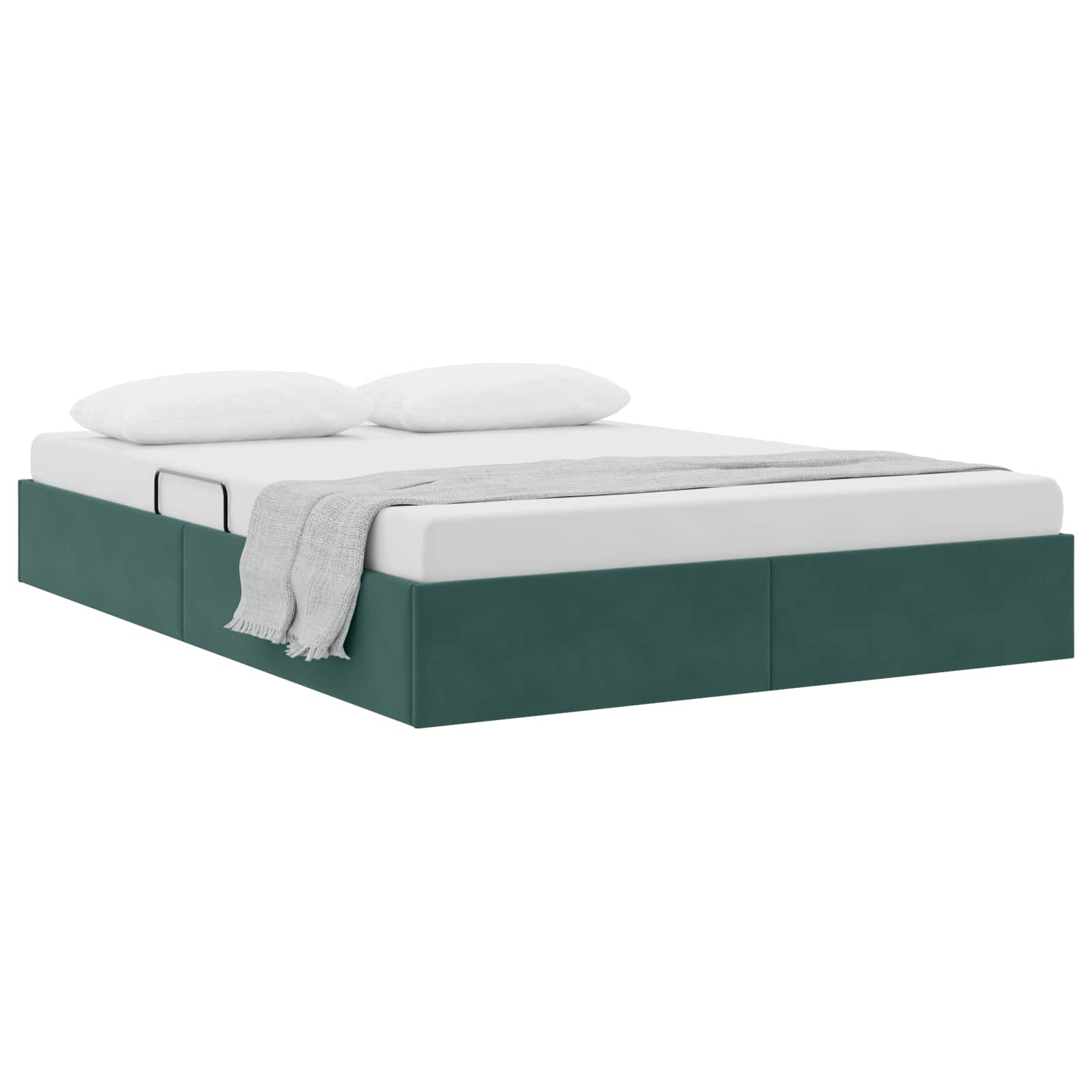 Ottoman Bettgestell mit Speicher Dunkelgrün 140 x 190 cm Samt