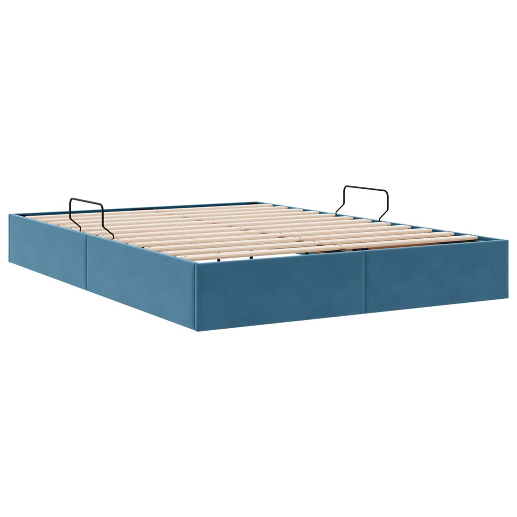 Ottoman Bettgestell mit Speicher Dunkelblau 140 x 190 cm Samt