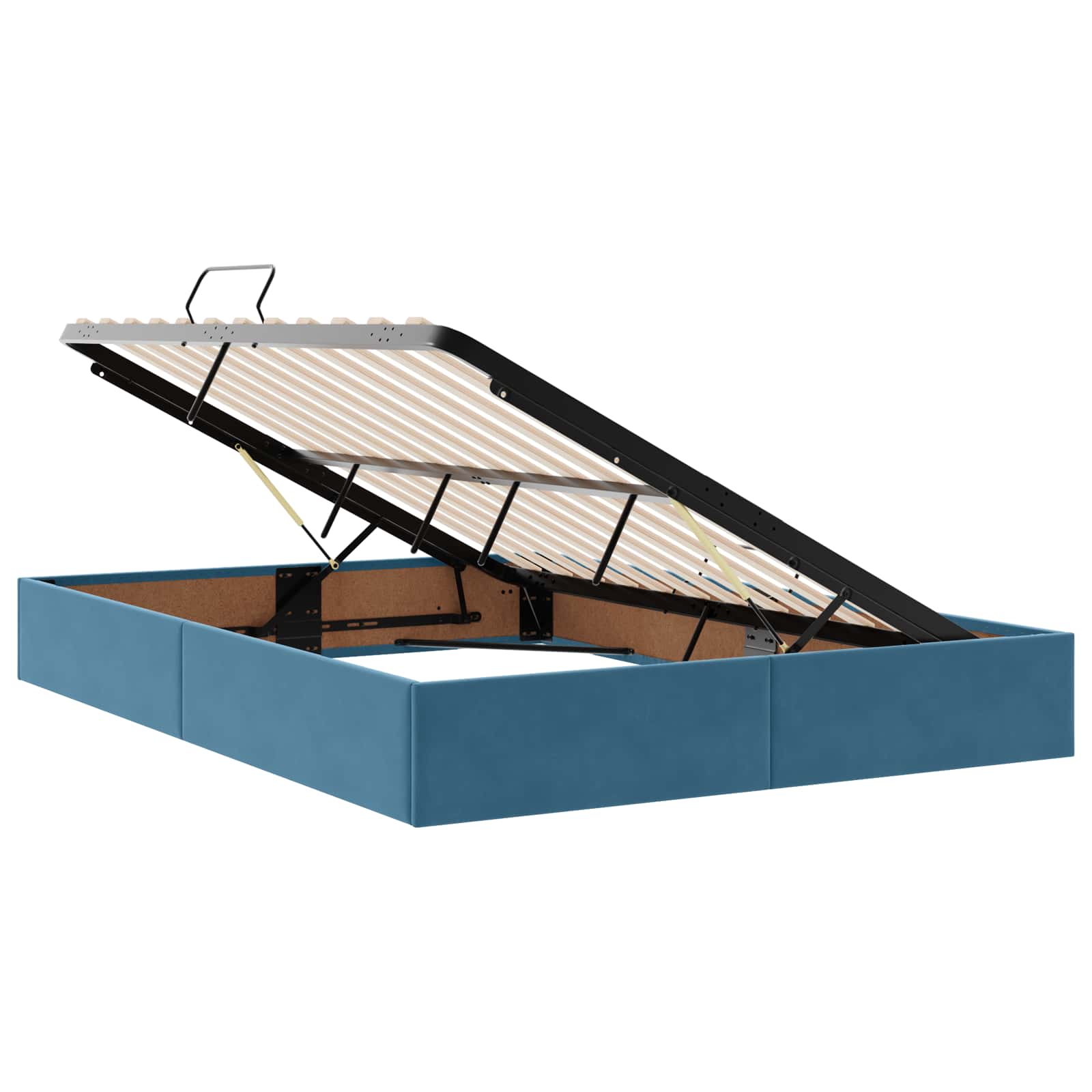 Ottoman Bettgestell mit Speicher Dunkelblau 140 x 190 cm Samt