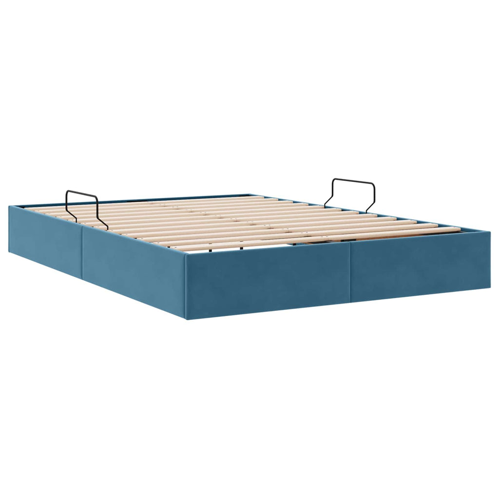 Ottoman Bettgestell mit Speicher Dunkelblau 140 x 190 cm Samt