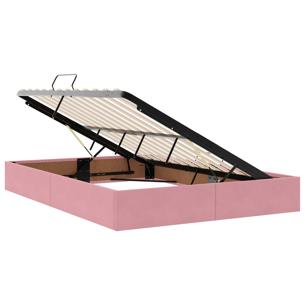 Ottoman Bettgestell mit Speicher Rosa 140 x 190 cm Samt