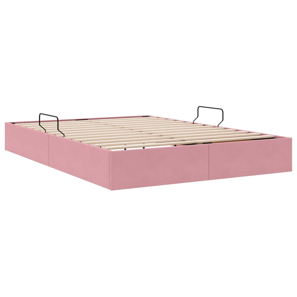 Ottoman Bettgestell mit Speicher Rosa 140 x 190 cm Samt