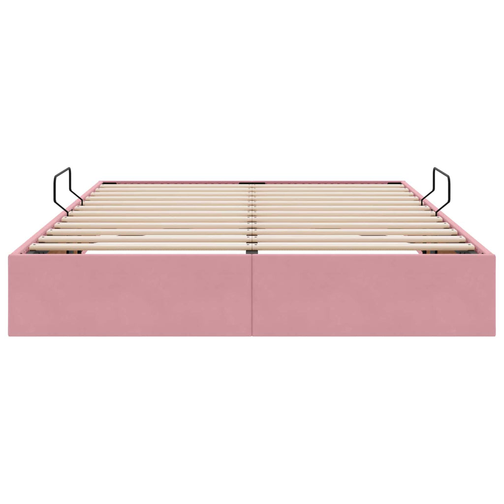 Ottoman Bettgestell mit Speicher Rosa 140 x 190 cm Samt