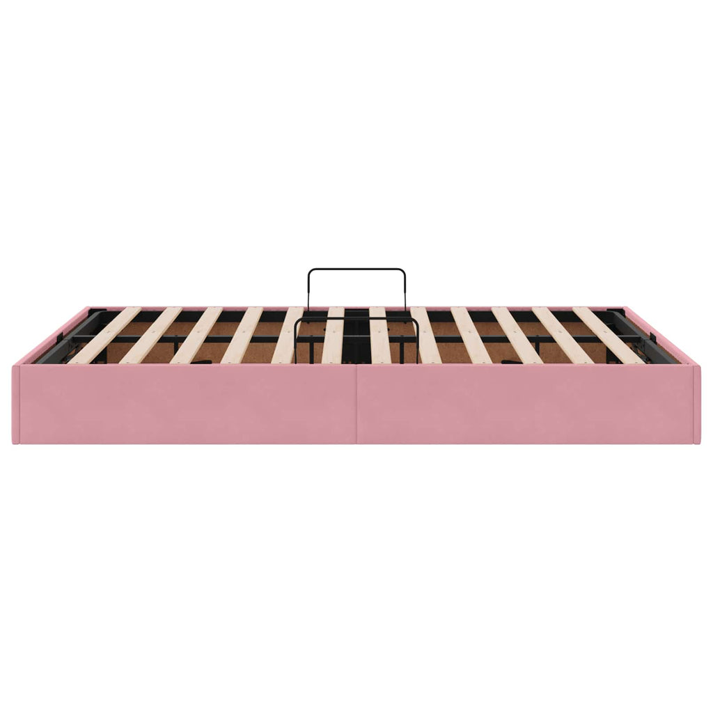 Ottoman Bettgestell mit Speicher Rosa 140 x 190 cm Samt