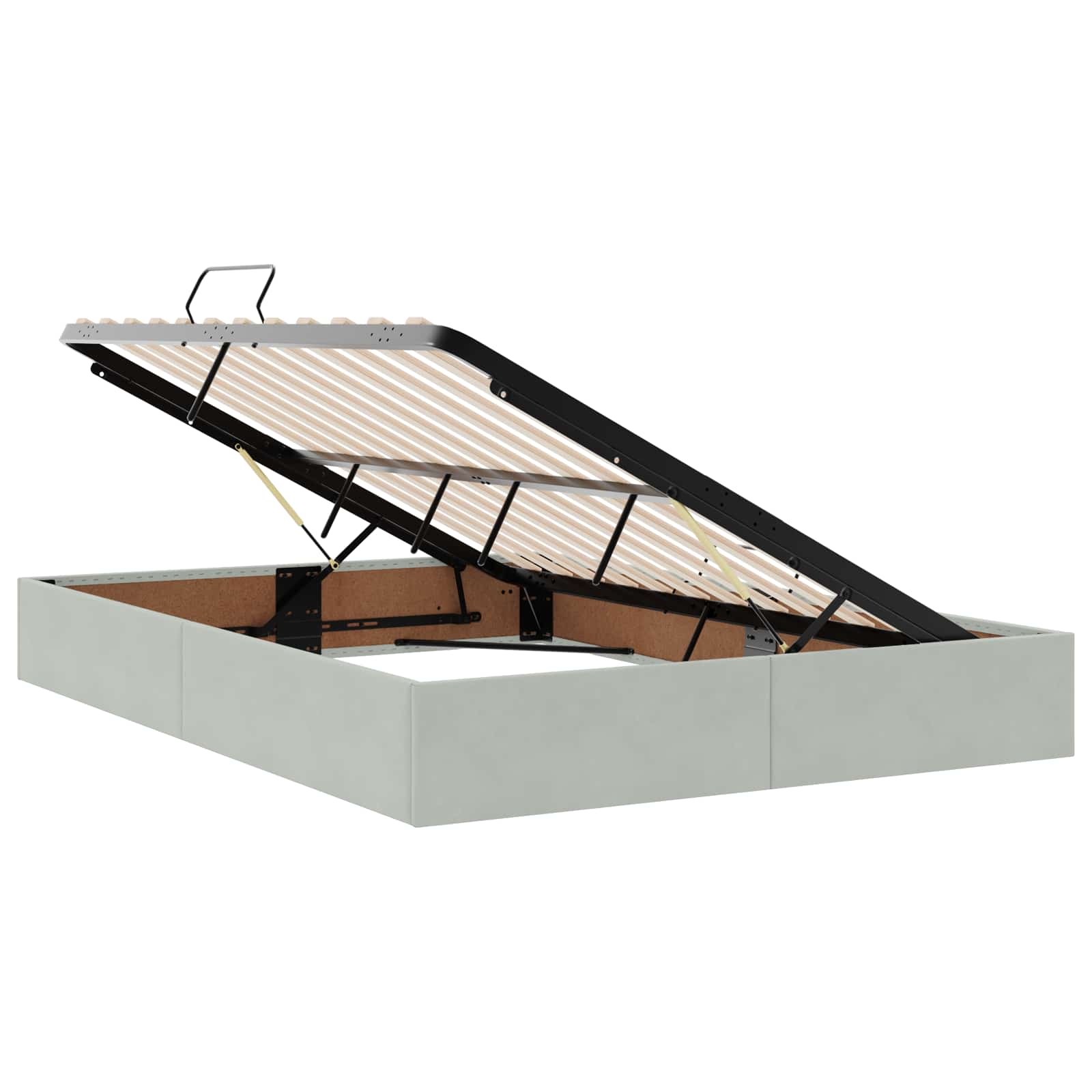 Ottoman Bettgestell mit Speicher Hellgrau 140 x 200 cm Samt