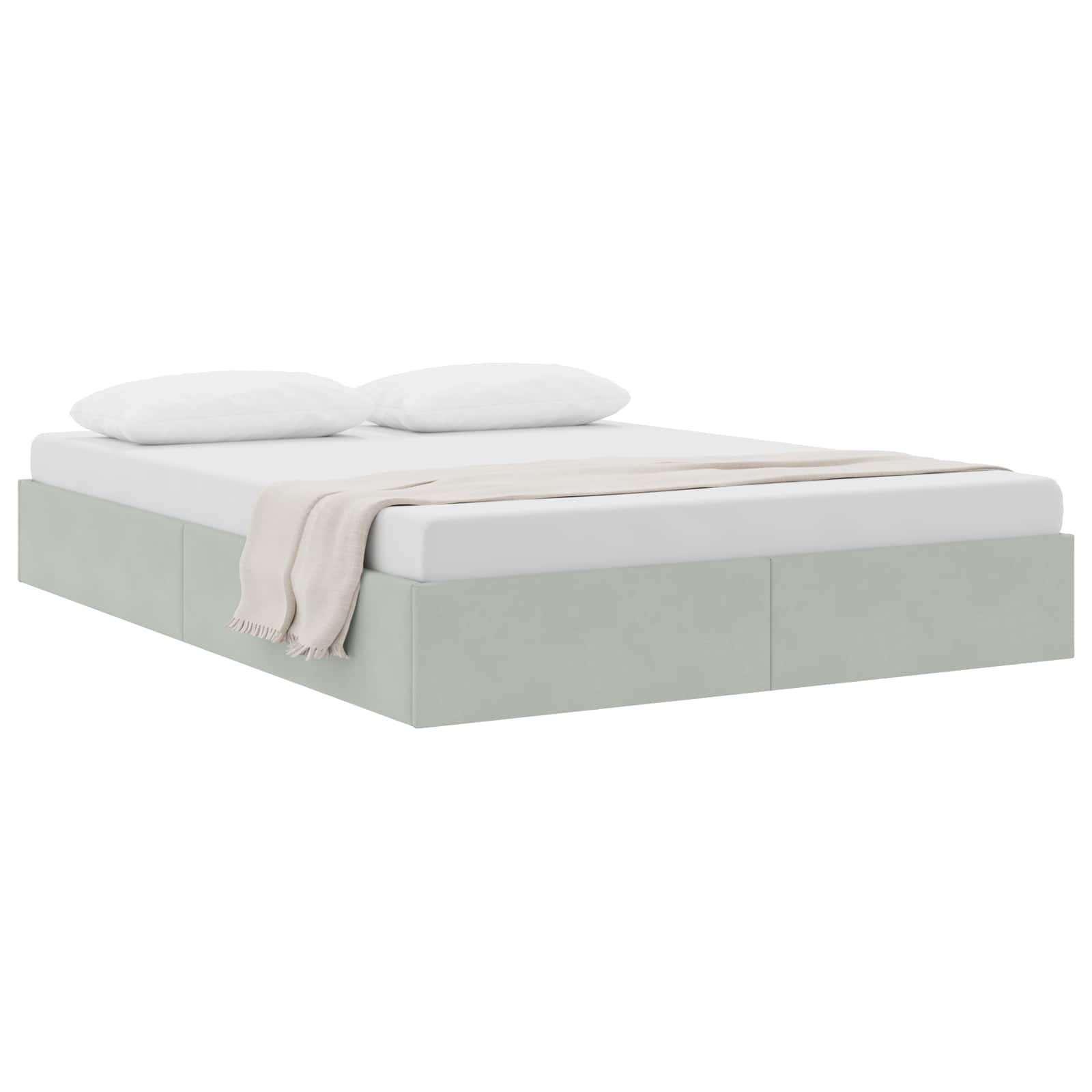 Ottoman Bettgestell mit Speicher Hellgrau 140 x 200 cm Samt