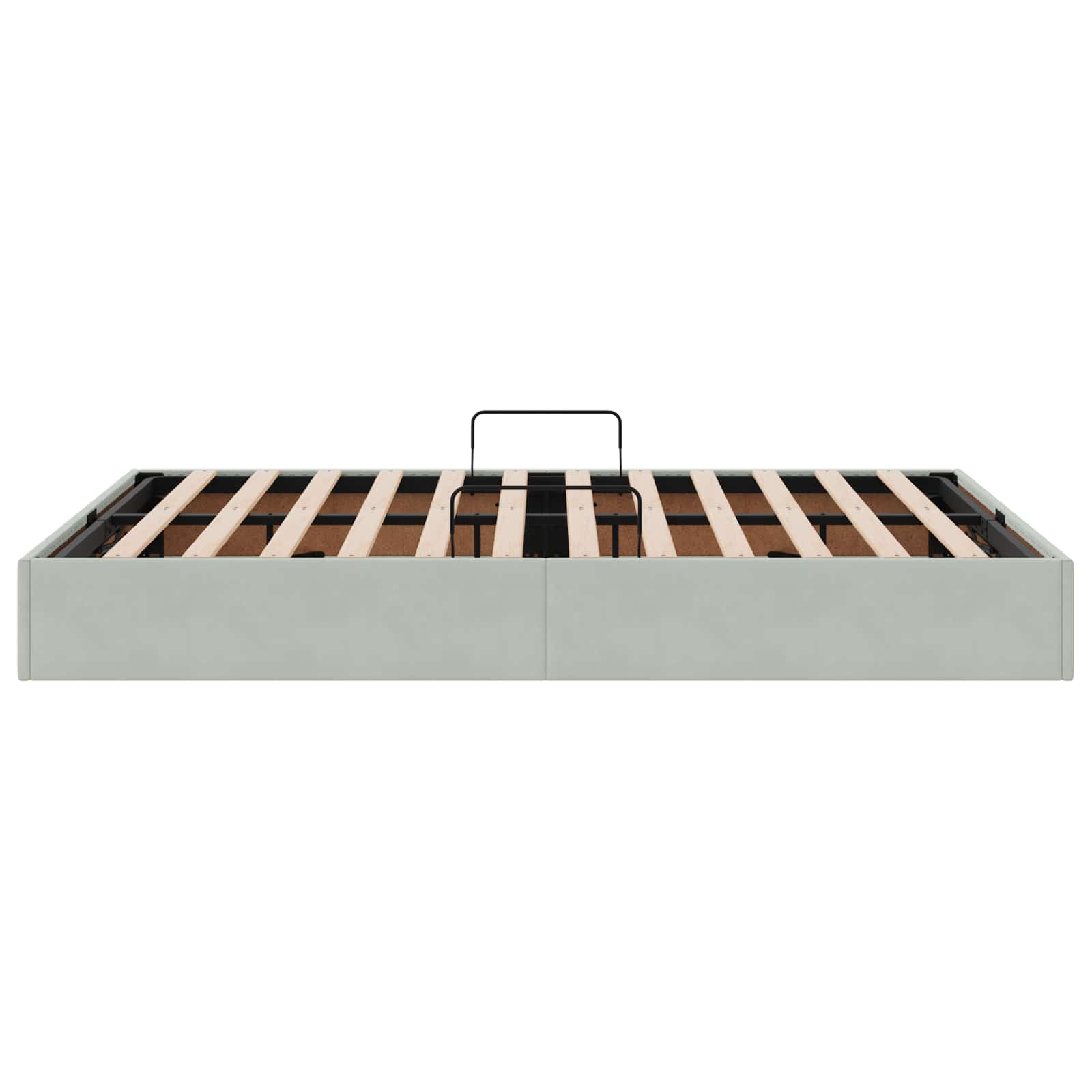 Ottoman Bettgestell mit Speicher Hellgrau 140 x 200 cm Samt