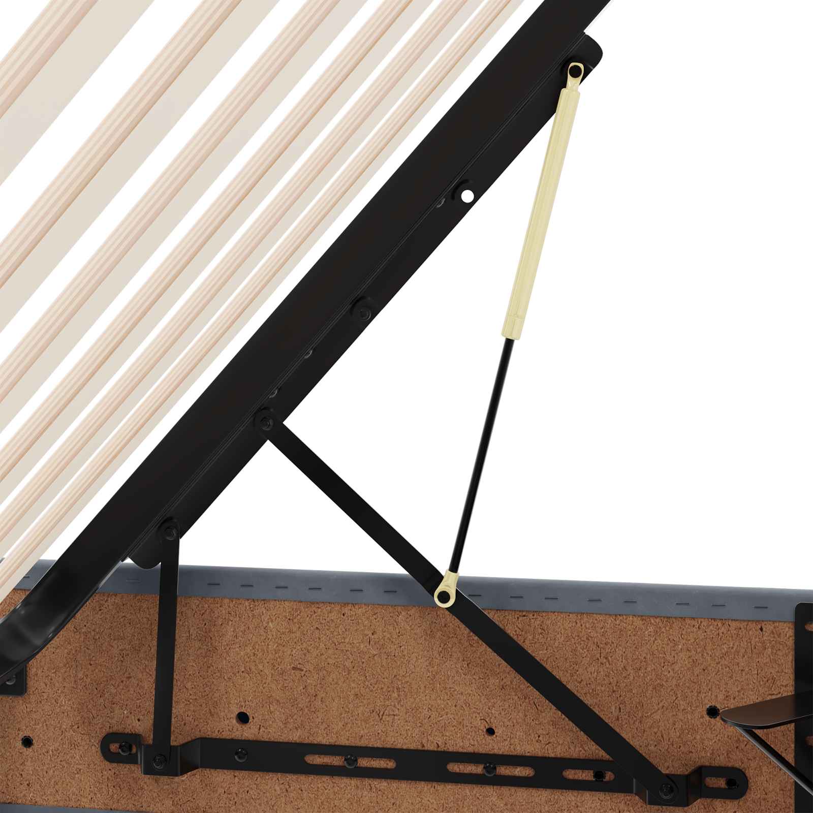 Ottoman Bettgestell mit Speicher Dunkelgrau 140 x 200 cm Samt