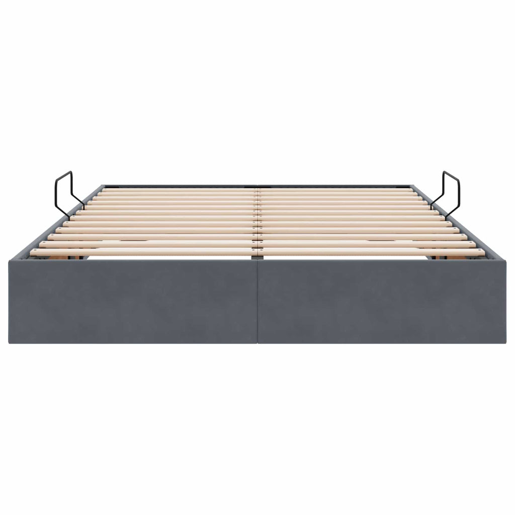 Ottoman Bettgestell mit Speicher Dunkelgrau 140 x 200 cm Samt