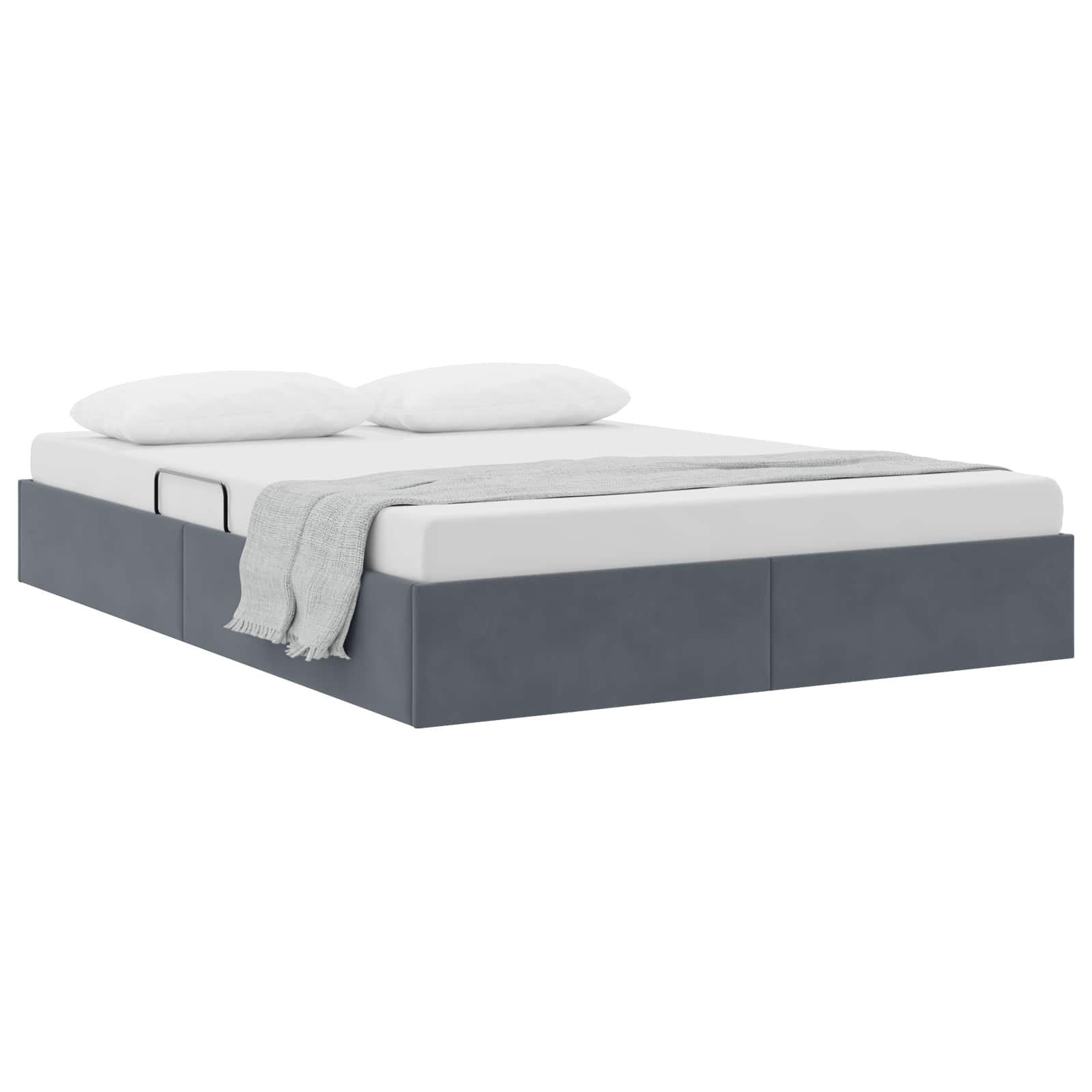 Ottoman Bettgestell mit Speicher Dunkelgrau 140 x 200 cm Samt