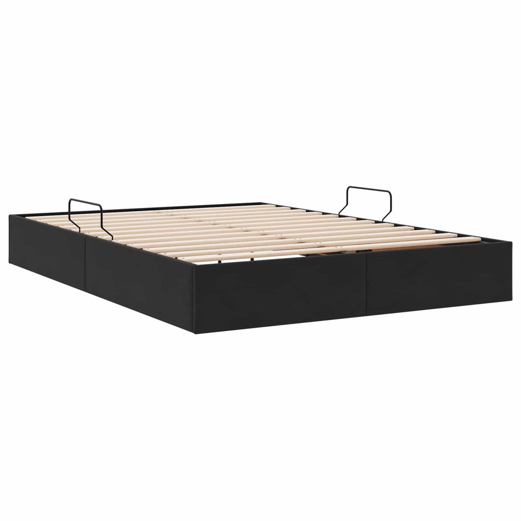 Ottoman Bettgestell mit Speicher Schwarz 140 x 200 cm Samt