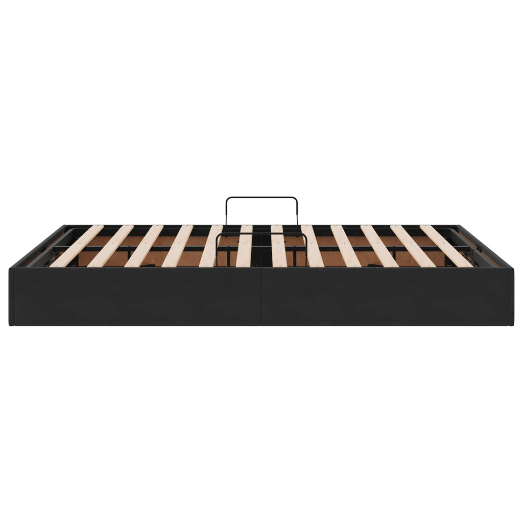 Ottoman Bettgestell mit Speicher Schwarz 140 x 200 cm Samt