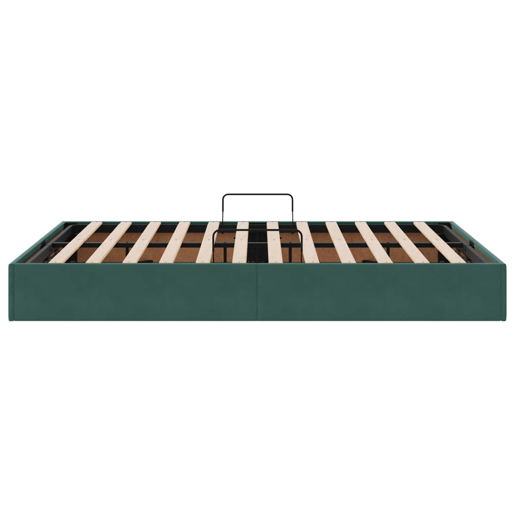 Ottoman Bettgestell mit Speicher Dunkelgrün 140 x 200 cm Samt