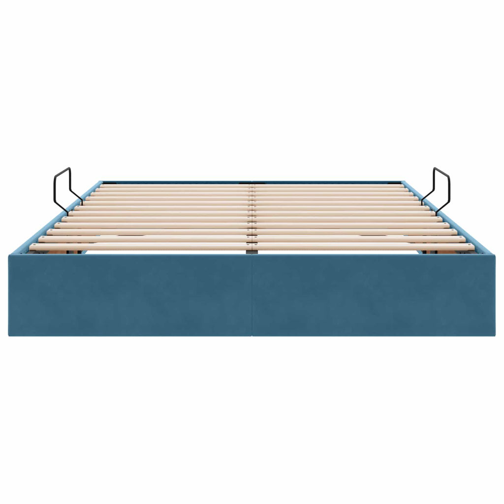 Ottoman Bettgestell mit Speicher Dunkelblau 140 x 200 cm Samt