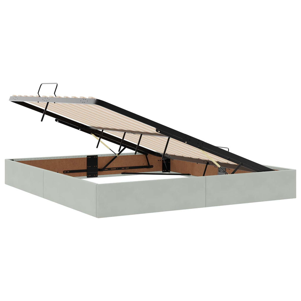 Ottoman Bettgestell mit Speicher Hellgrau 160 x 200 cm Samt
