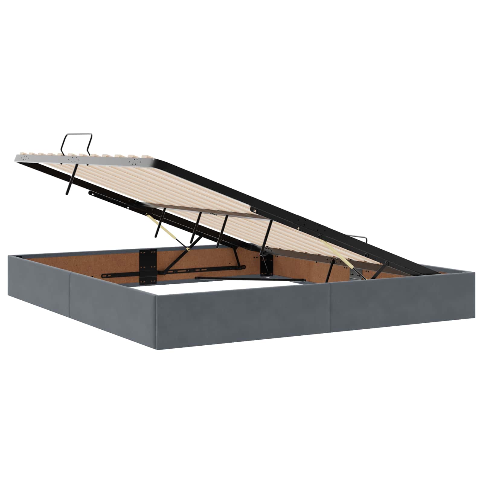 Ottoman Bettgestell mit Speicher Dunkelgrau 160 x 200 cm Samt