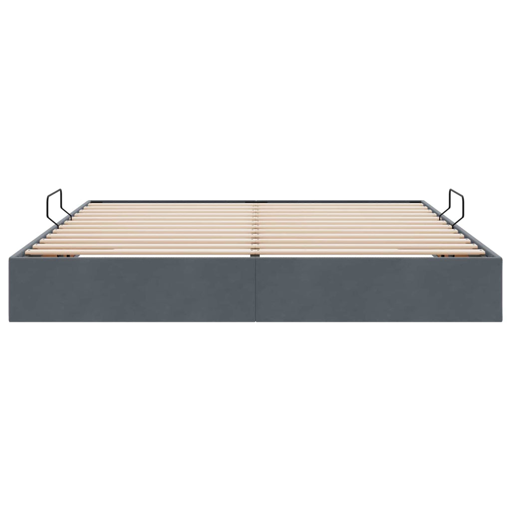 Ottoman Bettgestell mit Speicher Dunkelgrau 160 x 200 cm Samt