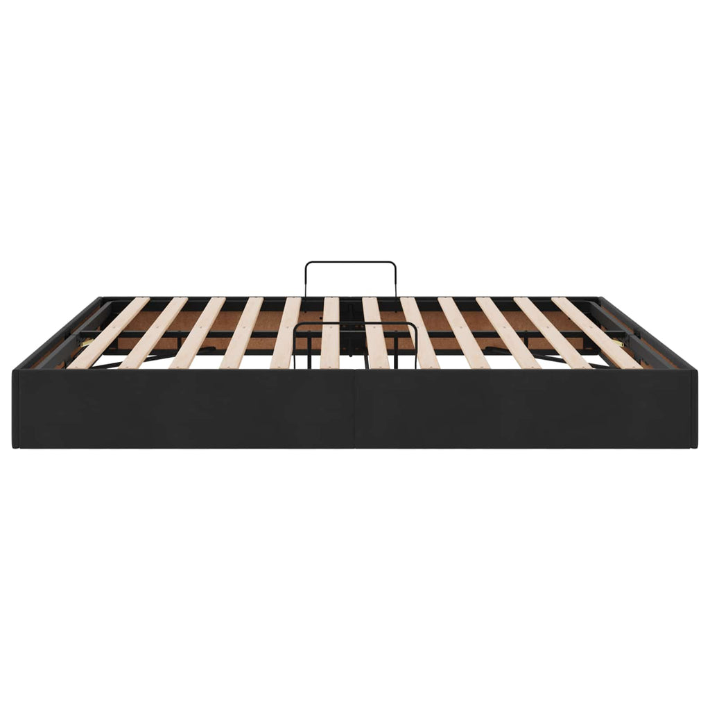 Ottoman Bettgestell mit Speicher Schwarz 160 x 200 cm Samt