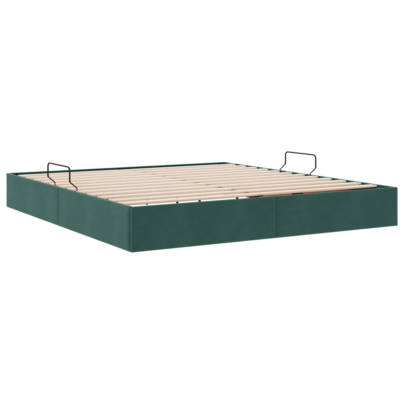 Ottoman Bettgestell mit Speicher Dunkelgrün 160 x 200 cm Samt