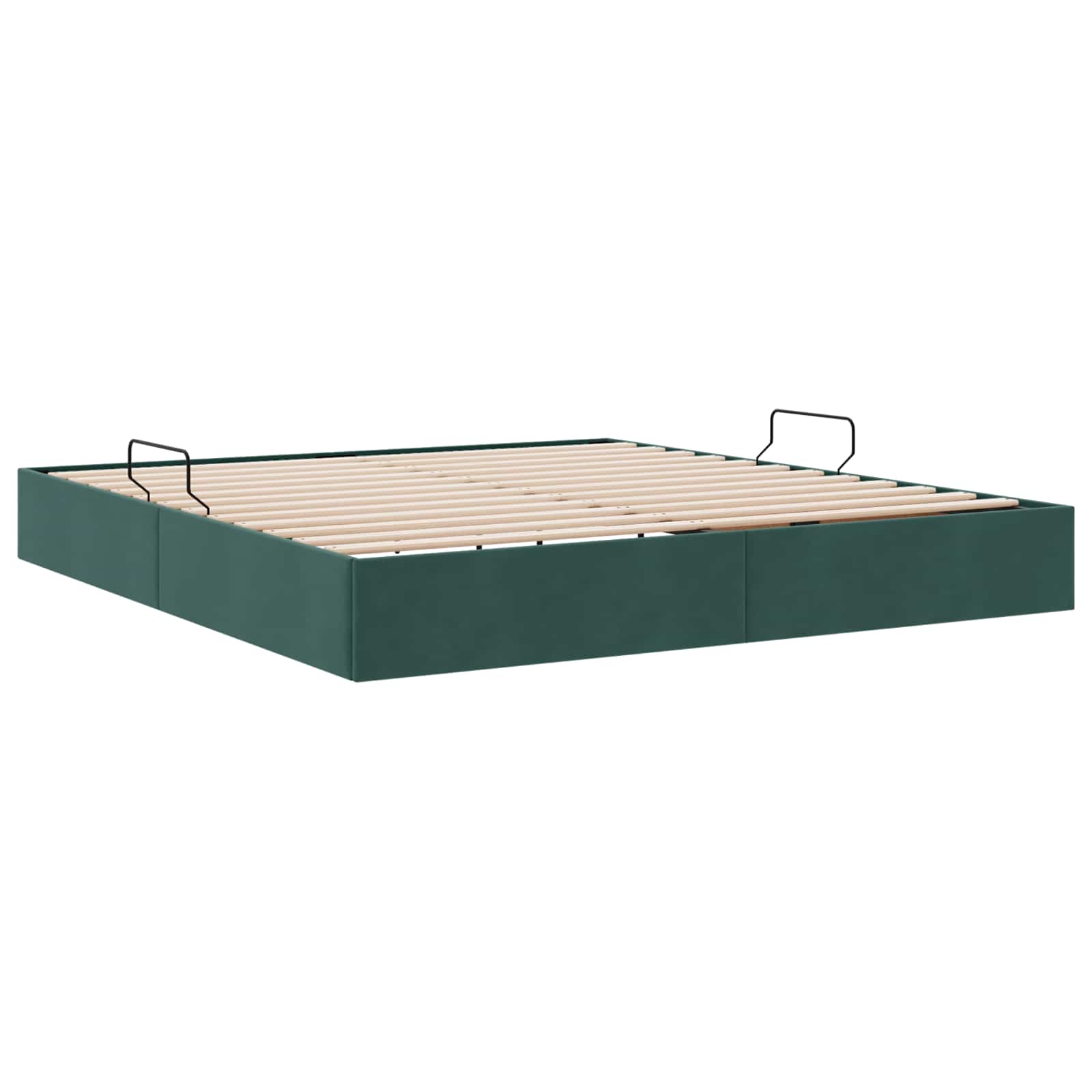 Ottoman Bettgestell mit Speicher Dunkelgrün 160 x 200 cm Samt