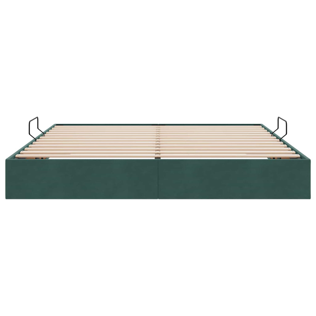 Ottoman Bettgestell mit Speicher Dunkelgrün 160 x 200 cm Samt