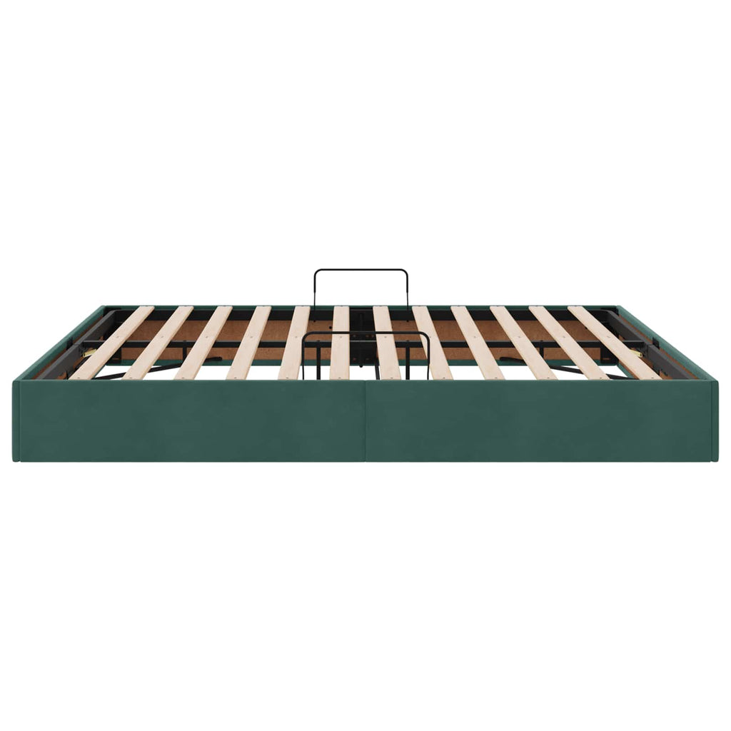 Ottoman Bettgestell mit Speicher Dunkelgrün 160 x 200 cm Samt