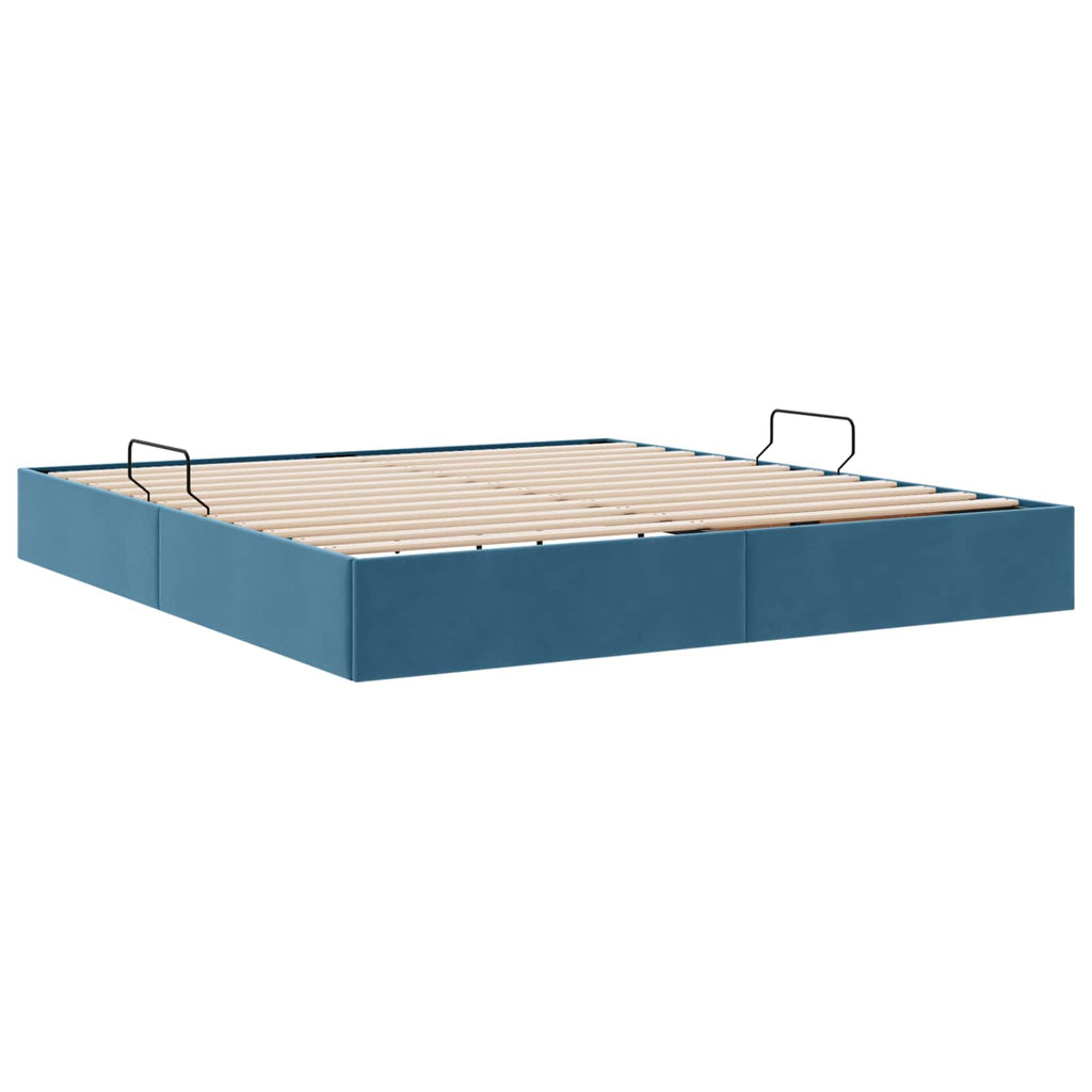 Ottoman Bettgestell mit Speicher Dunkelblau 160 x 200 cm Samt