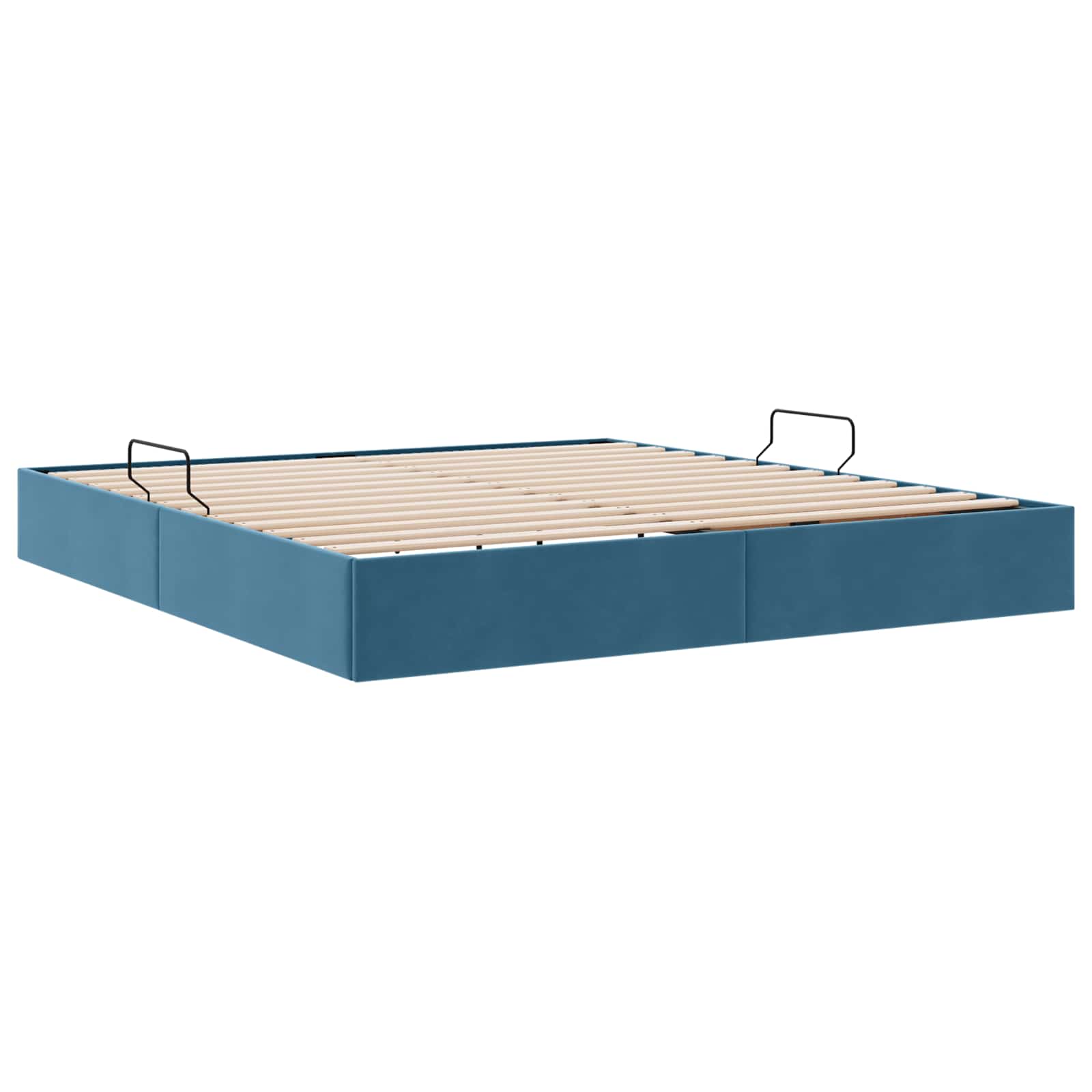 Ottoman Bettgestell mit Speicher Dunkelblau 160 x 200 cm Samt