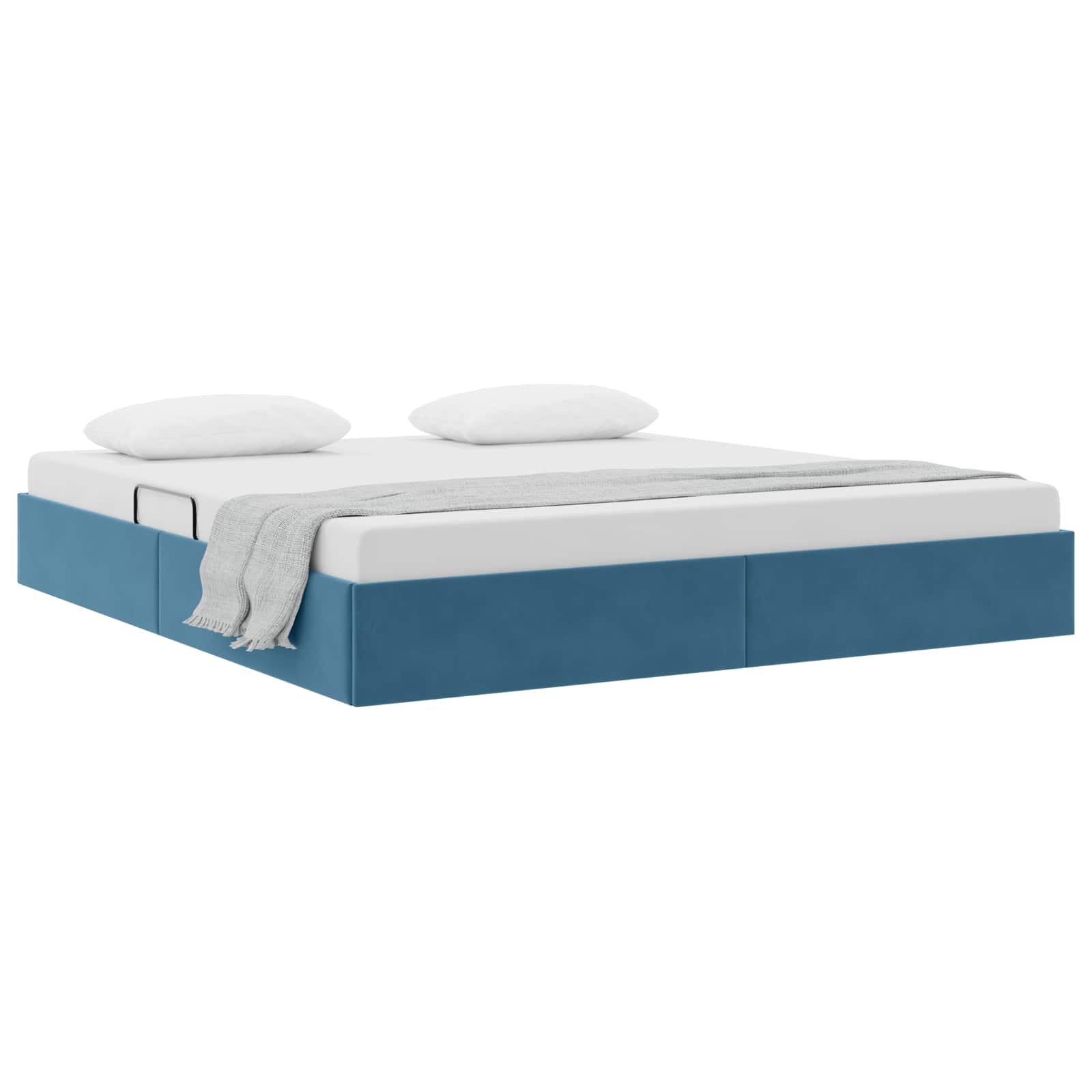 Ottoman Bettgestell mit Speicher Dunkelblau 160 x 200 cm Samt