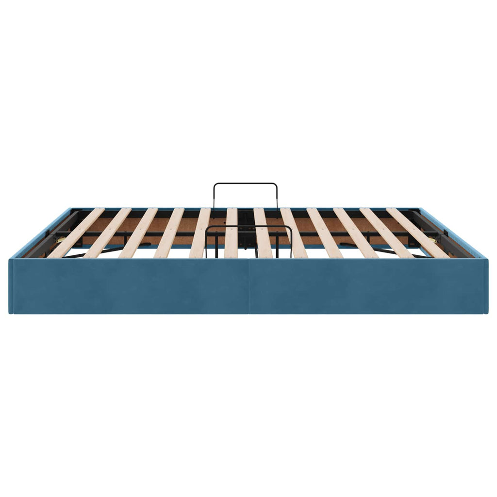 Ottoman Bettgestell mit Speicher Dunkelblau 160 x 200 cm Samt