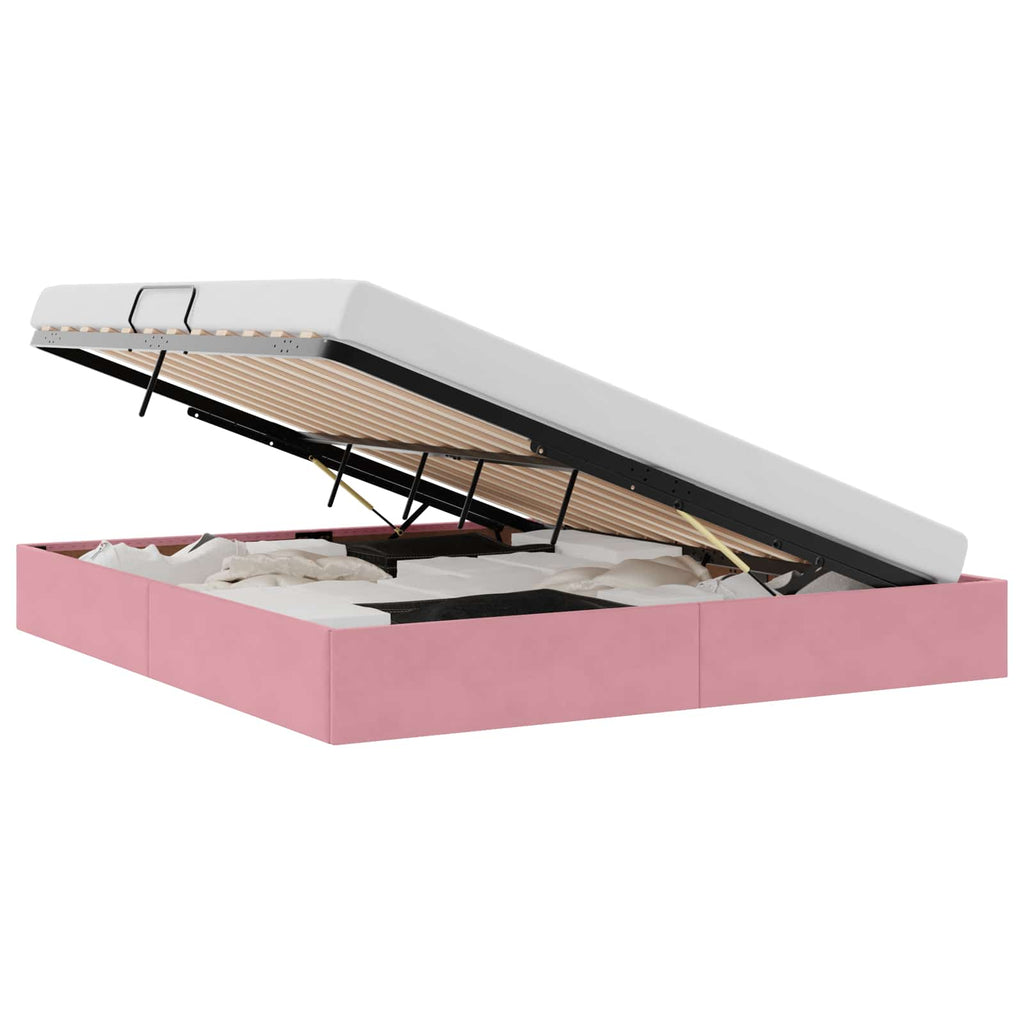 Ottoman Bettgestell mit Speicher Rosa 160 x 200 cm Samt