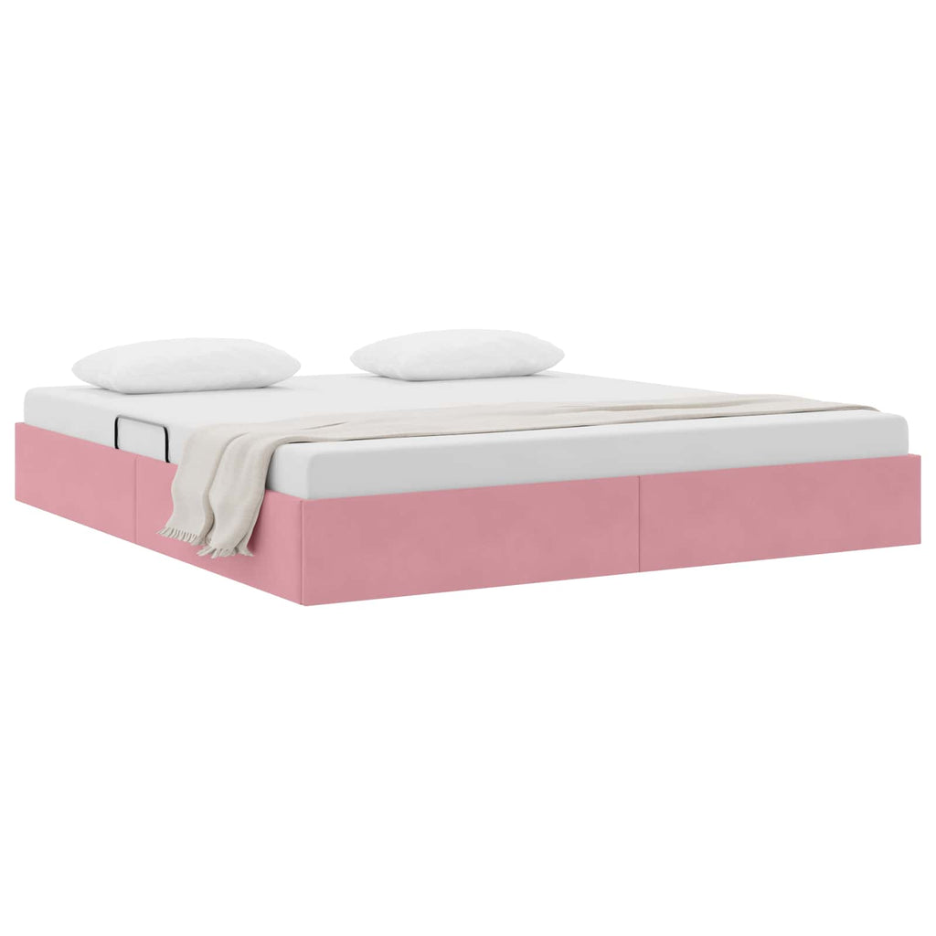 Ottoman Bettgestell mit Speicher Rosa 160 x 200 cm Samt