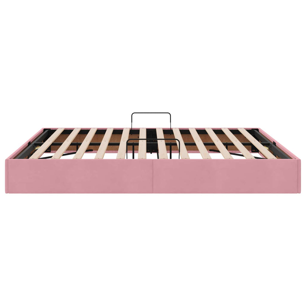 Ottoman Bettgestell mit Speicher Rosa 160 x 200 cm Samt
