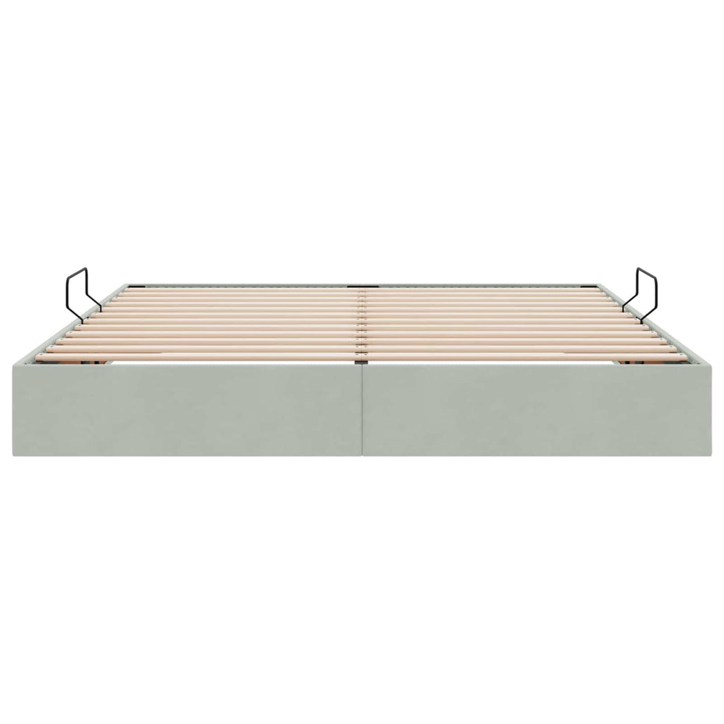 Ottoman Bettgestell mit Speicher Hellgrau 180 x 200 cm Samt