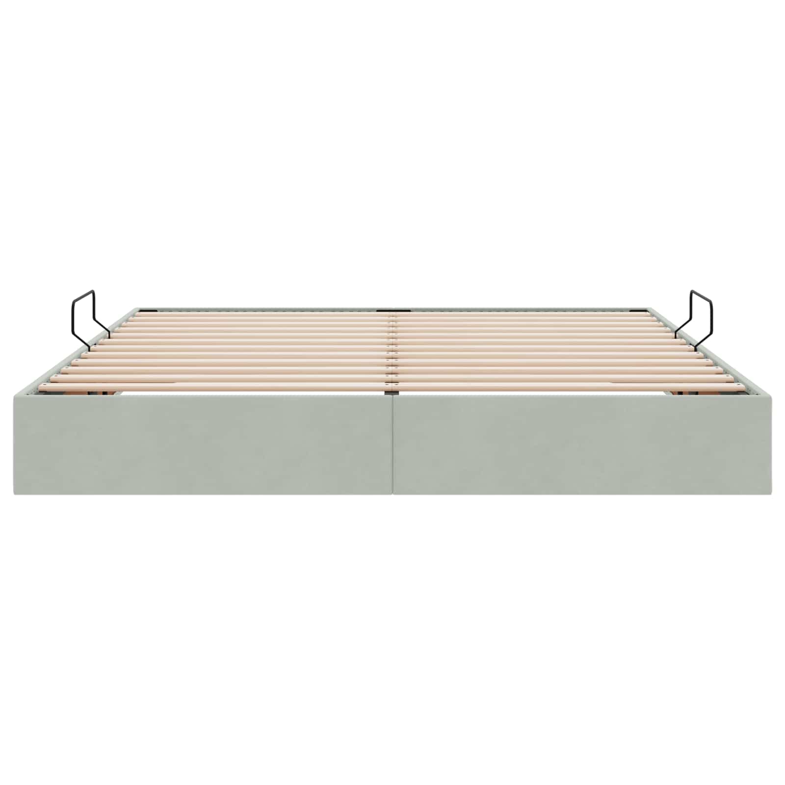Ottoman Bettgestell mit Speicher Hellgrau 180 x 200 cm Samt