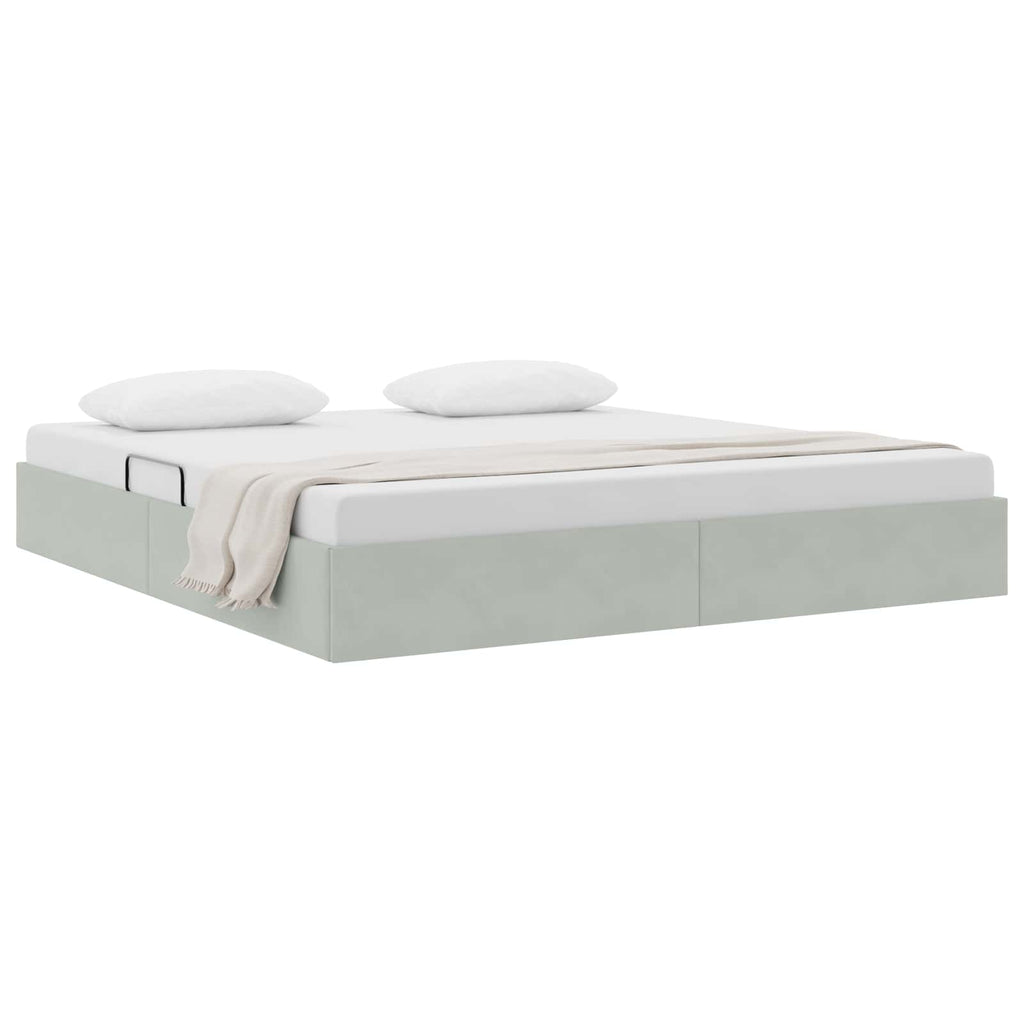 Ottoman Bettgestell mit Speicher Hellgrau 180 x 200 cm Samt